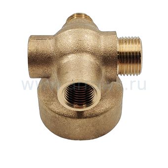 Штуцер UNITED PARTS 5-выводной 1/4"M(реле)×1/4"F(манометр)×1/4"F(пробка)×1"F(фланец)×3/8"M(шланг)